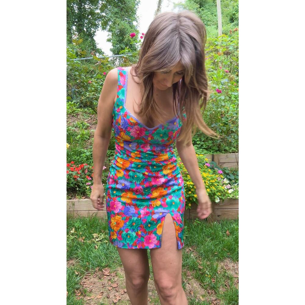 Vintage Silk Floral Mini Dress – Luxe Boho Bloom - Reworked Upcycled